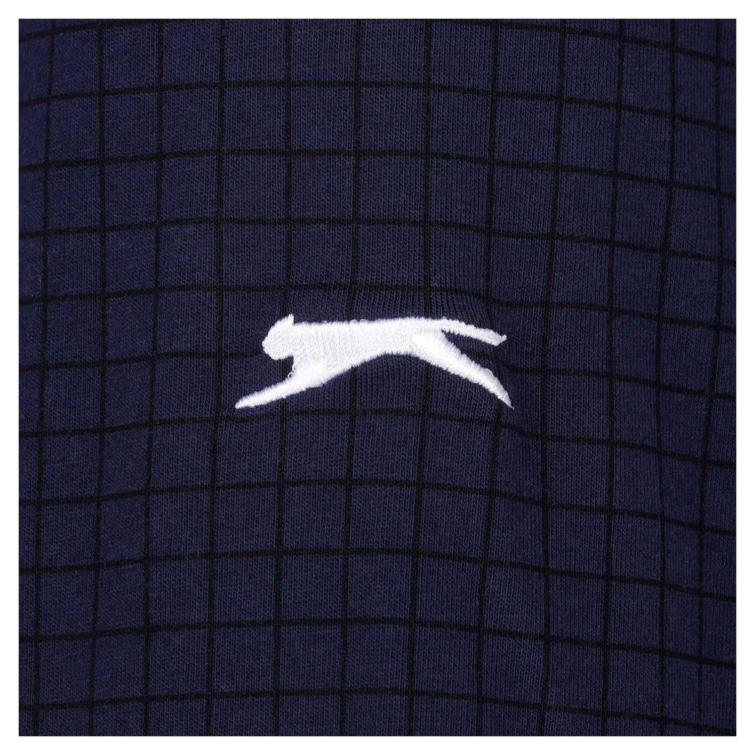 Navy - Side - Slazenger Mens Chequered Golf Polo Shirt