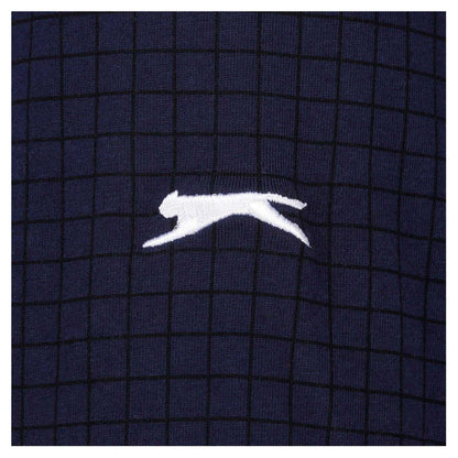 Navy - Side - Slazenger Mens Chequered Golf Polo Shirt
