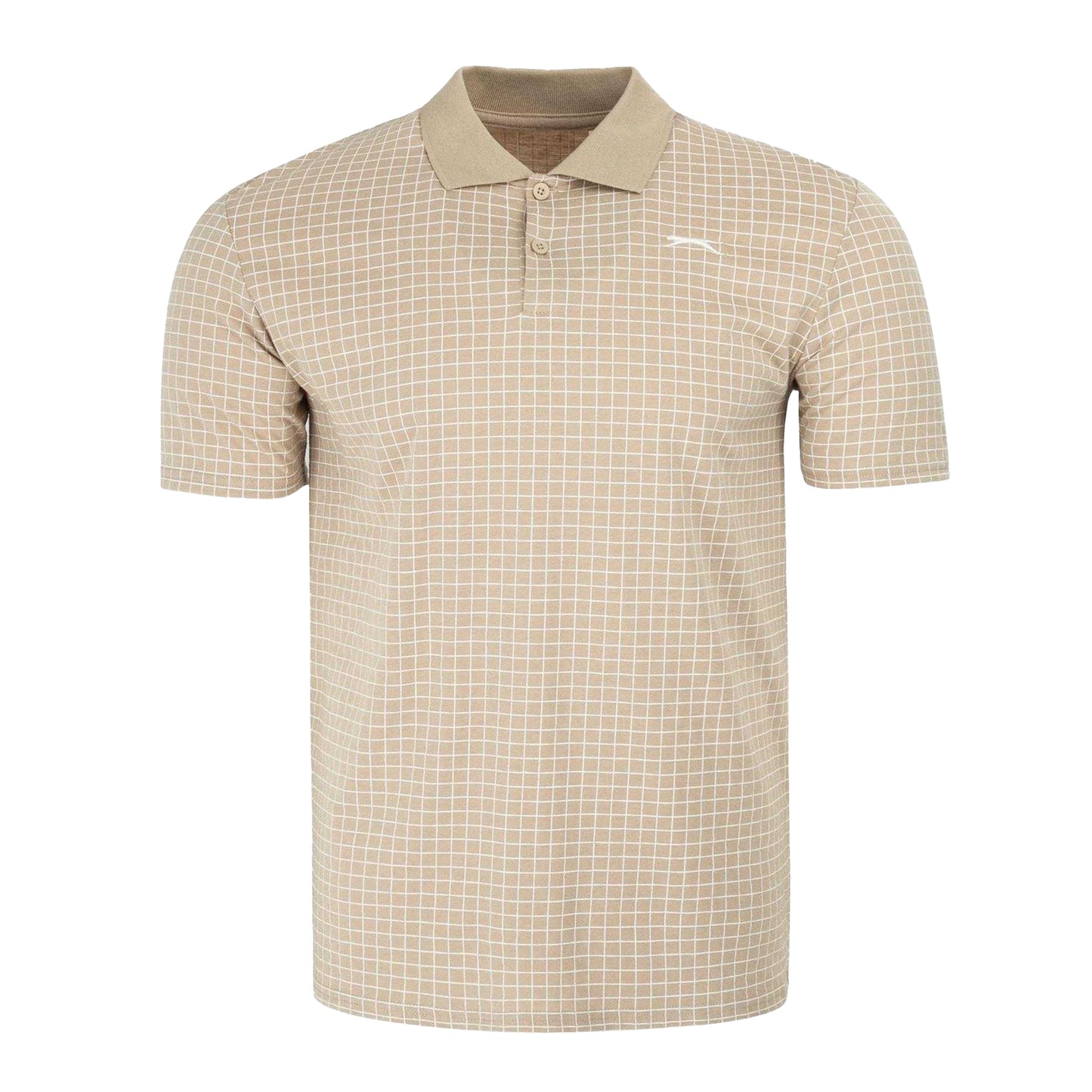 Taupe - Front - Slazenger Mens Chequered Golf Polo Shirt