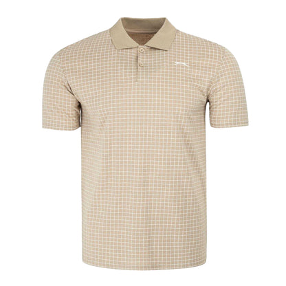 Taupe - Front - Slazenger Mens Chequered Golf Polo Shirt