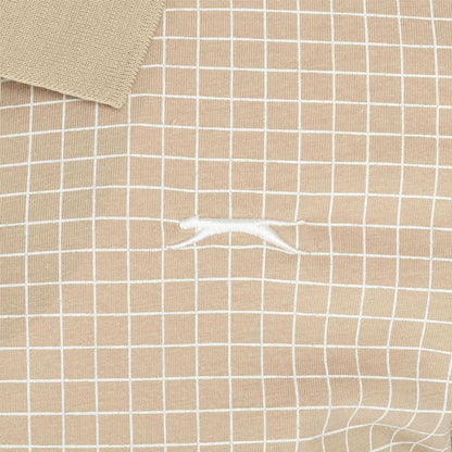 Taupe - Side - Slazenger Mens Chequered Golf Polo Shirt