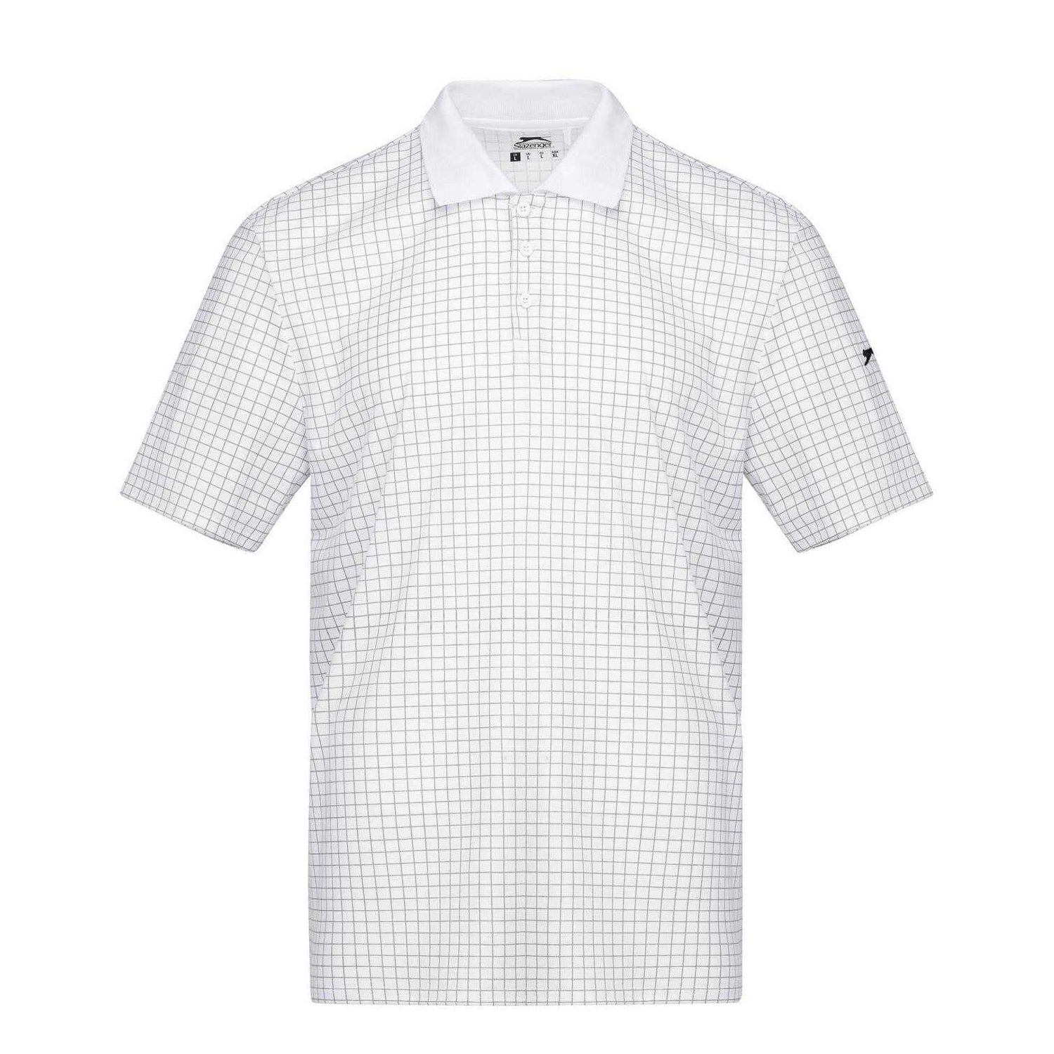 White - Front - Slazenger Mens Chequered Golf Polo Shirt
