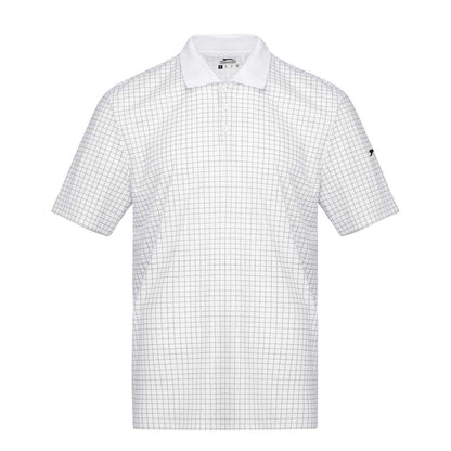 White - Front - Slazenger Mens Chequered Golf Polo Shirt