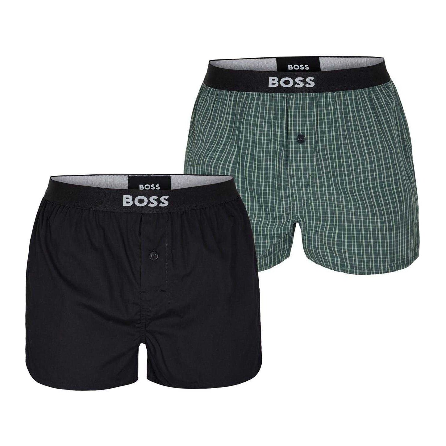 Green-Black - Front - Boss Mens Boxer Shorts (Pack of 2)