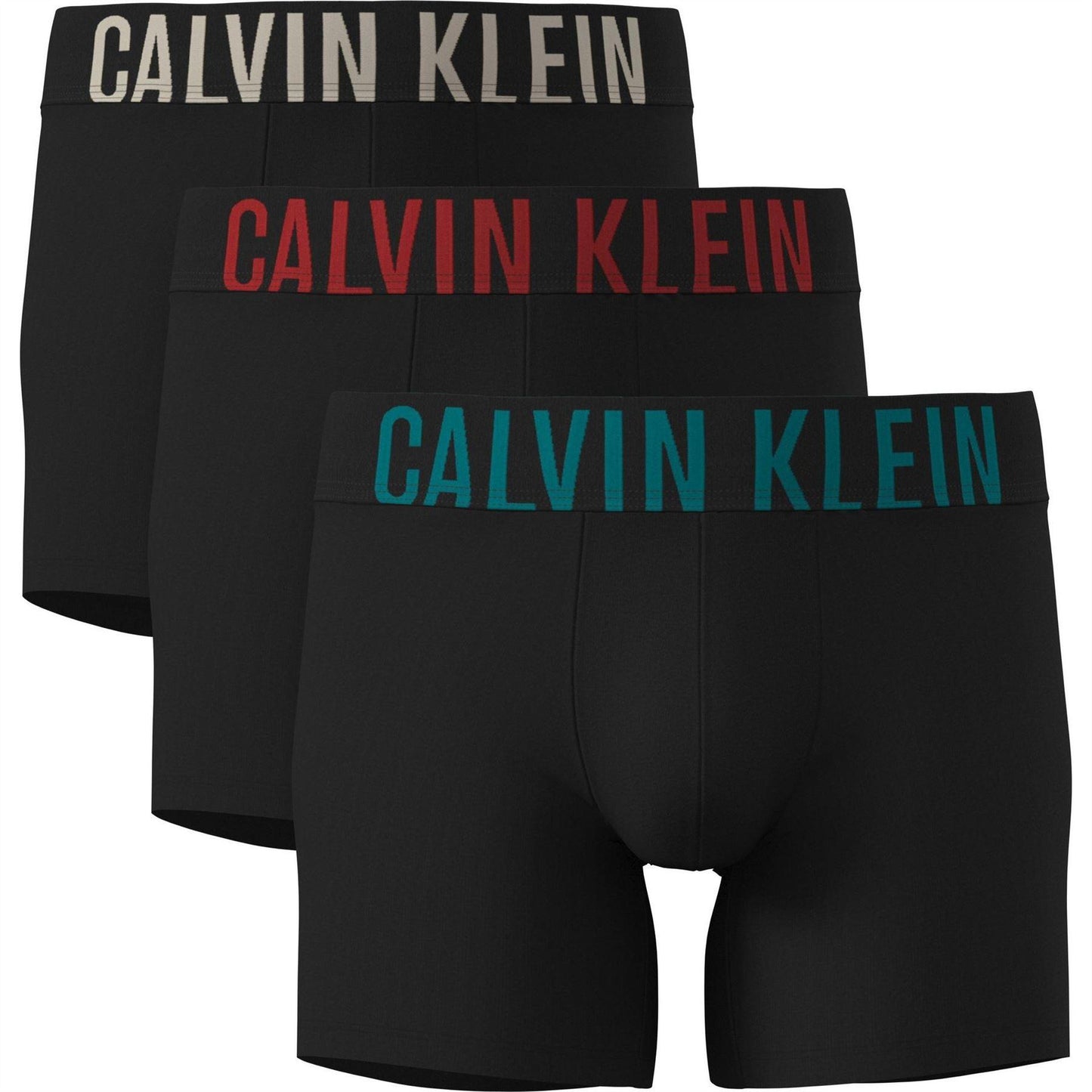 Blue-Red-Grey - Front - Calvin Klein Mens Boxer Shorts (Pack of 3)