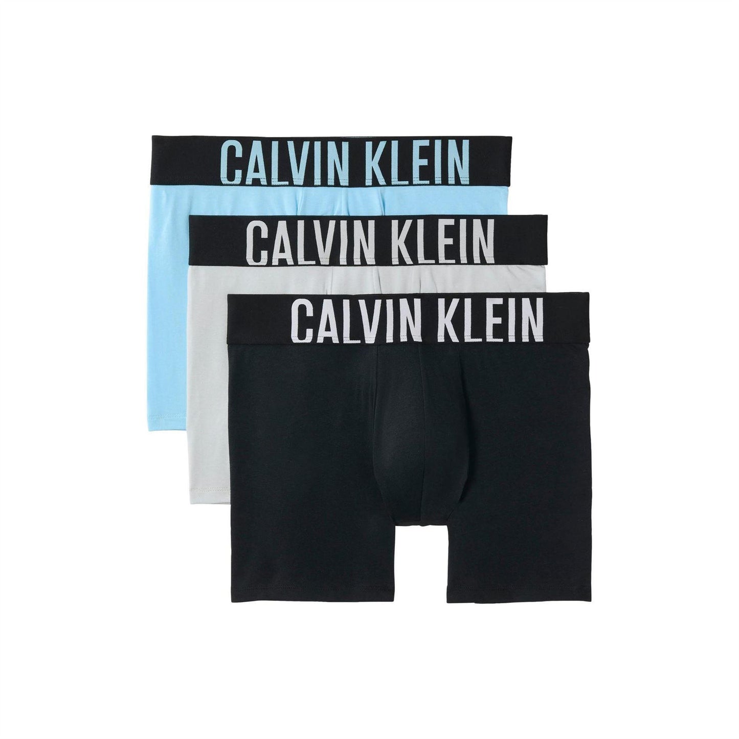 Black-Grey-Blue - Front - Calvin Klein Mens Boxer Shorts (Pack of 3)