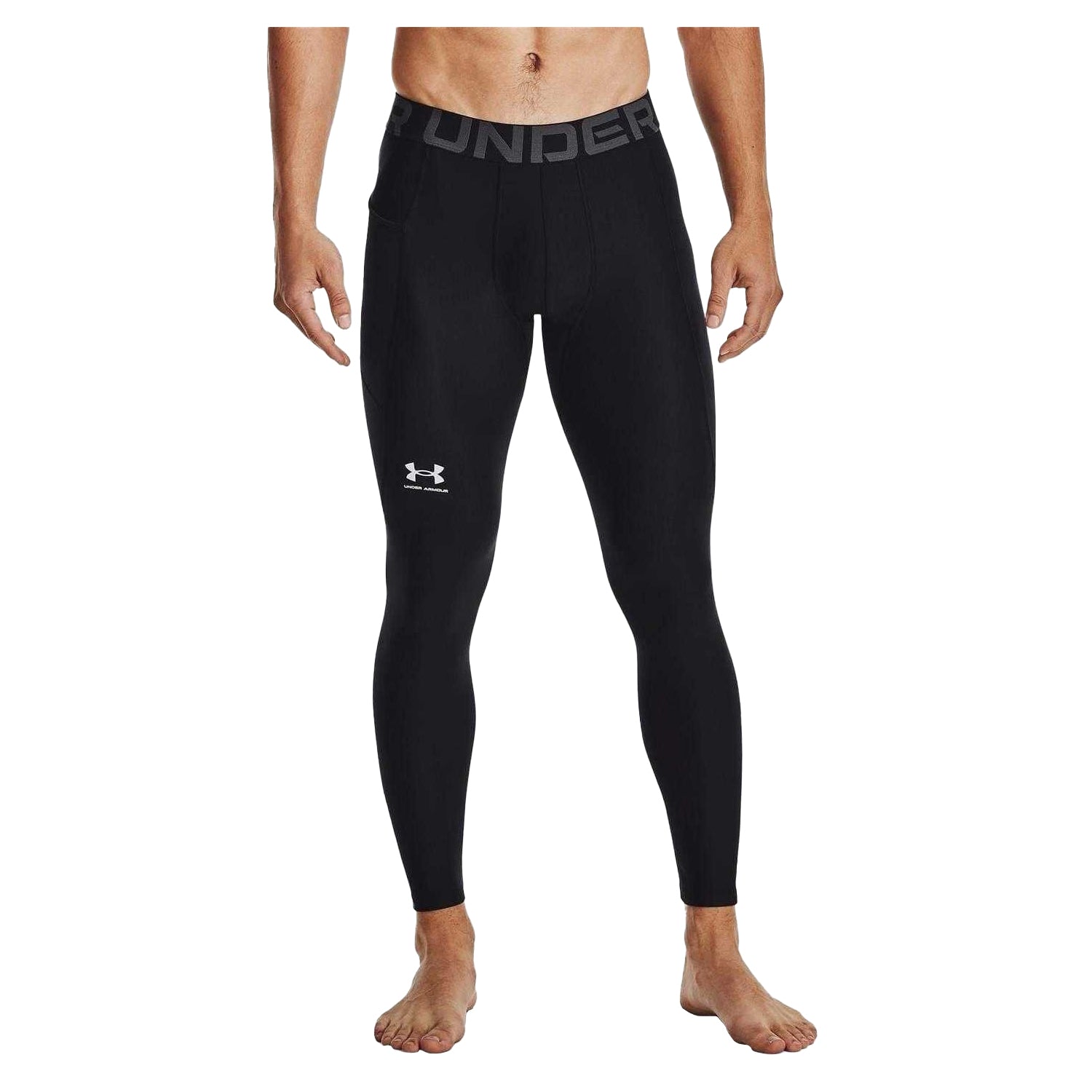 Black - Side - Under Armour Mens HeatGear Leggings