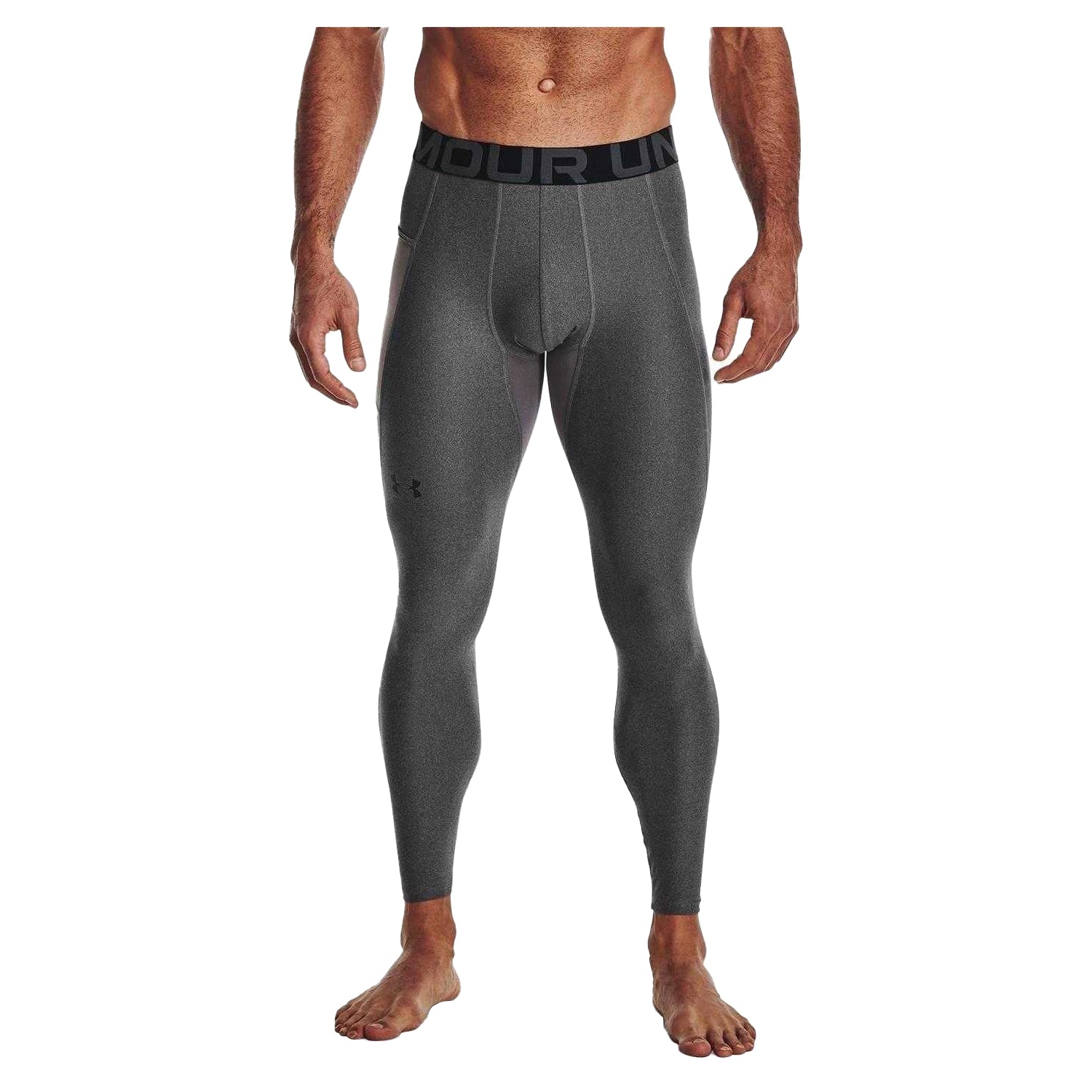 Carbon Heather - Side - Under Armour Mens HeatGear Leggings