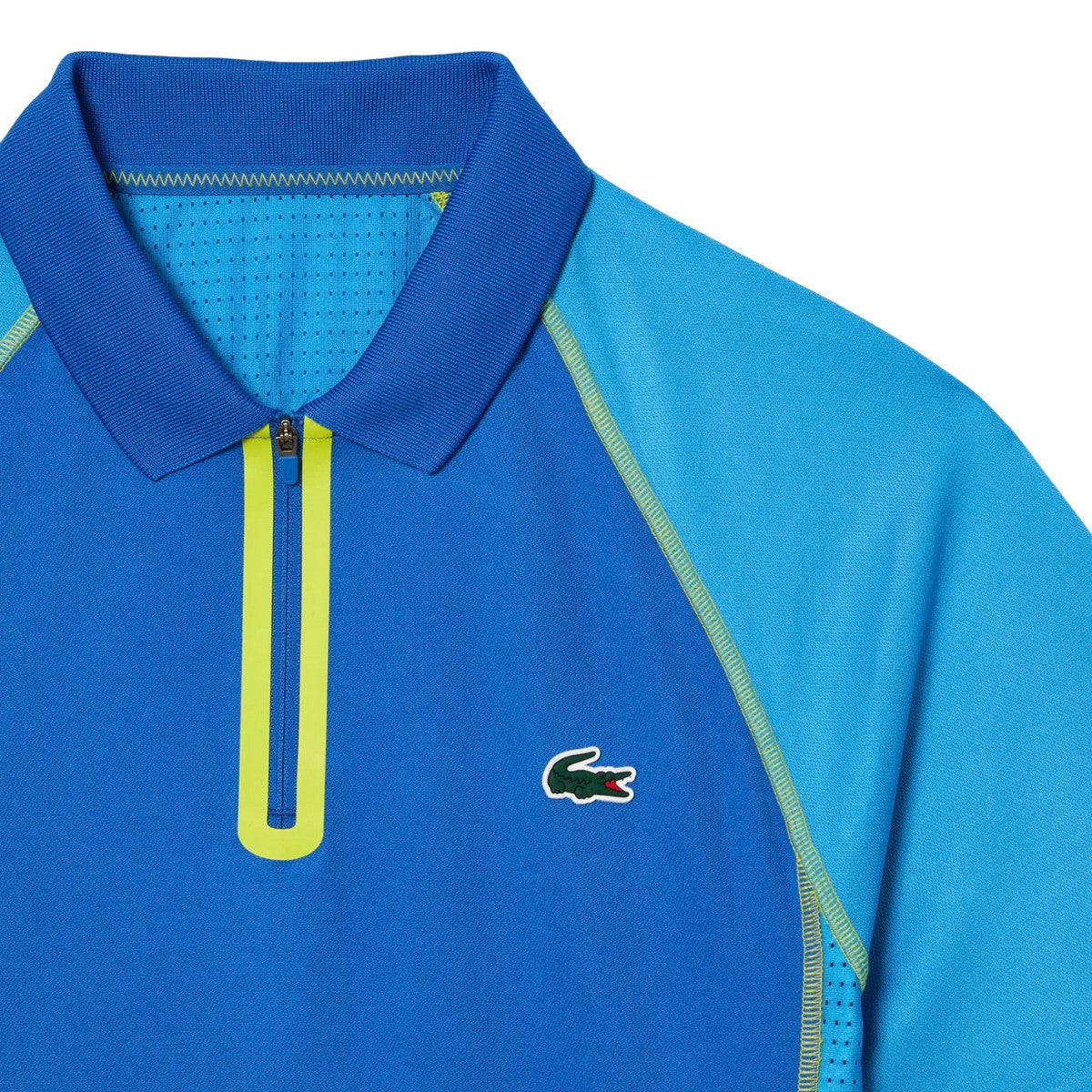 Blue - Side - Lacoste Mens Recycled Polyester Tennis Polo Shirt