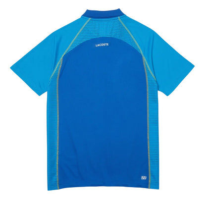 Blue - Back - Lacoste Mens Recycled Polyester Tennis Polo Shirt