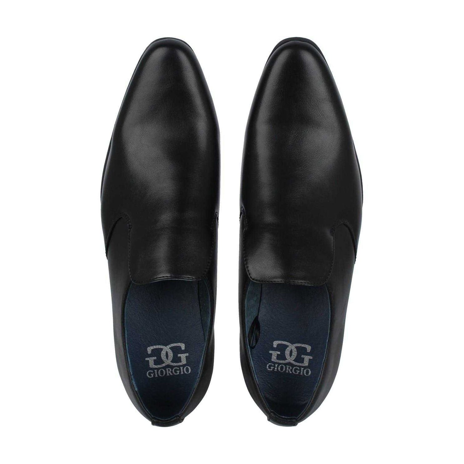 Black - Pack Shot - Giorgio Mens Langley Leather Lined Slip-on Oxfords