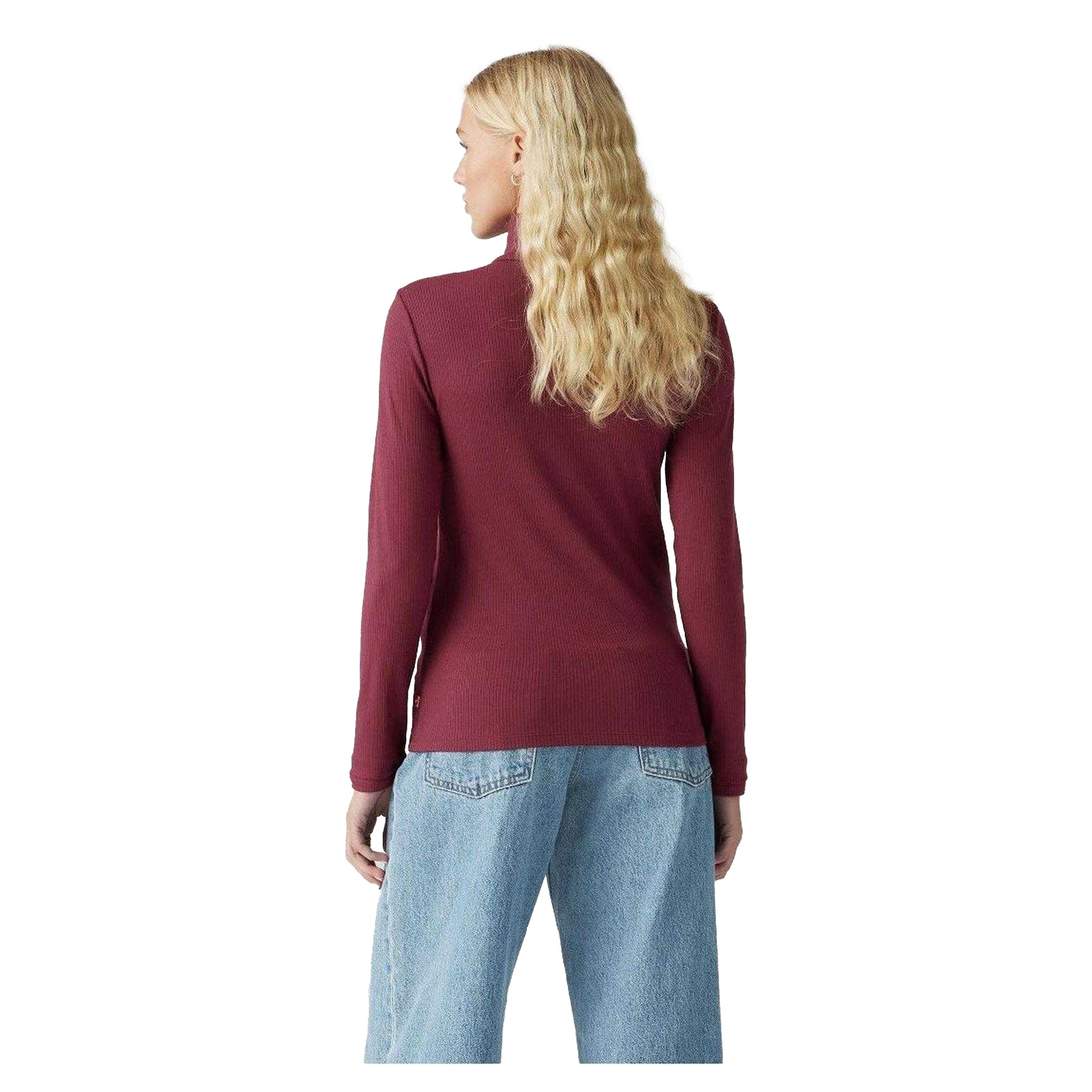 Burgundy - Back - Levis Womens-Ladies Slim Turtleneck