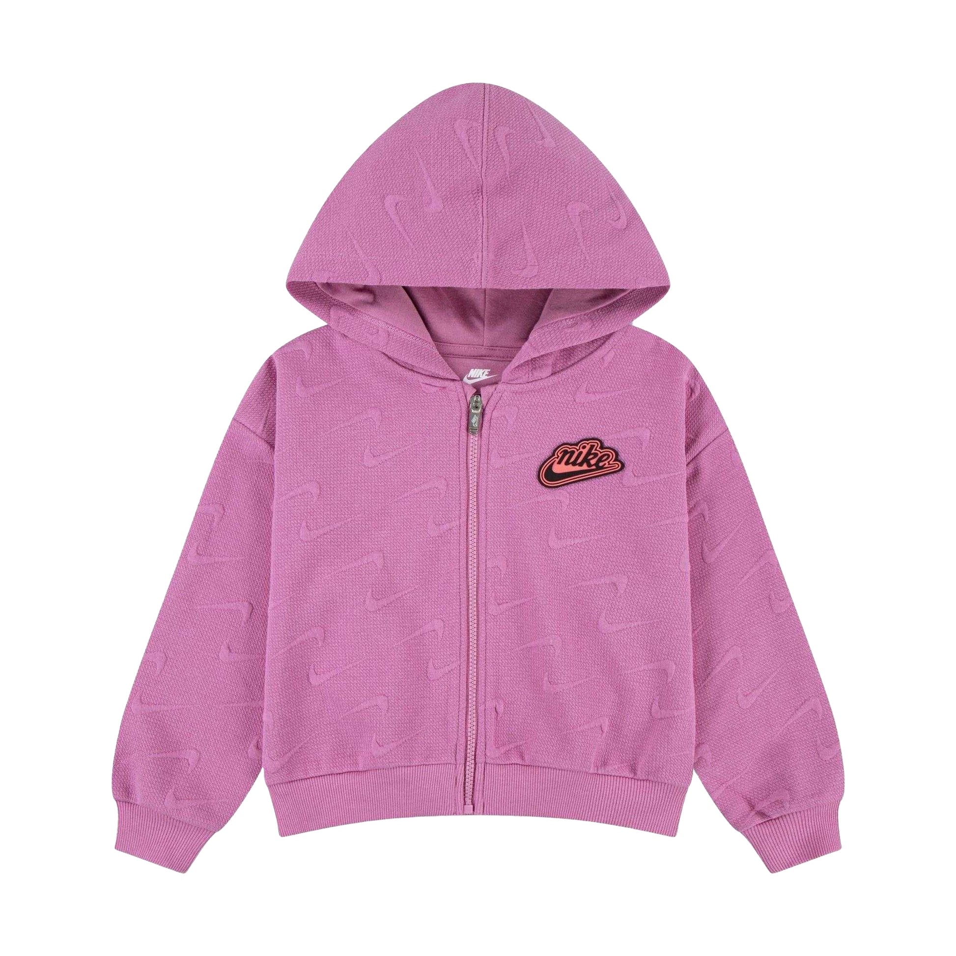 Flamingo Pink - Front - Nike Childrens-Kids Embossed Full Zip Hoodie
