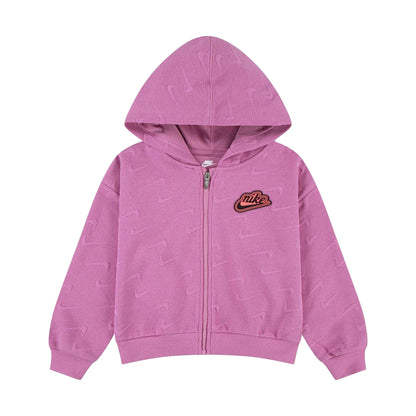 Flamingo Pink - Front - Nike Childrens-Kids Embossed Full Zip Hoodie