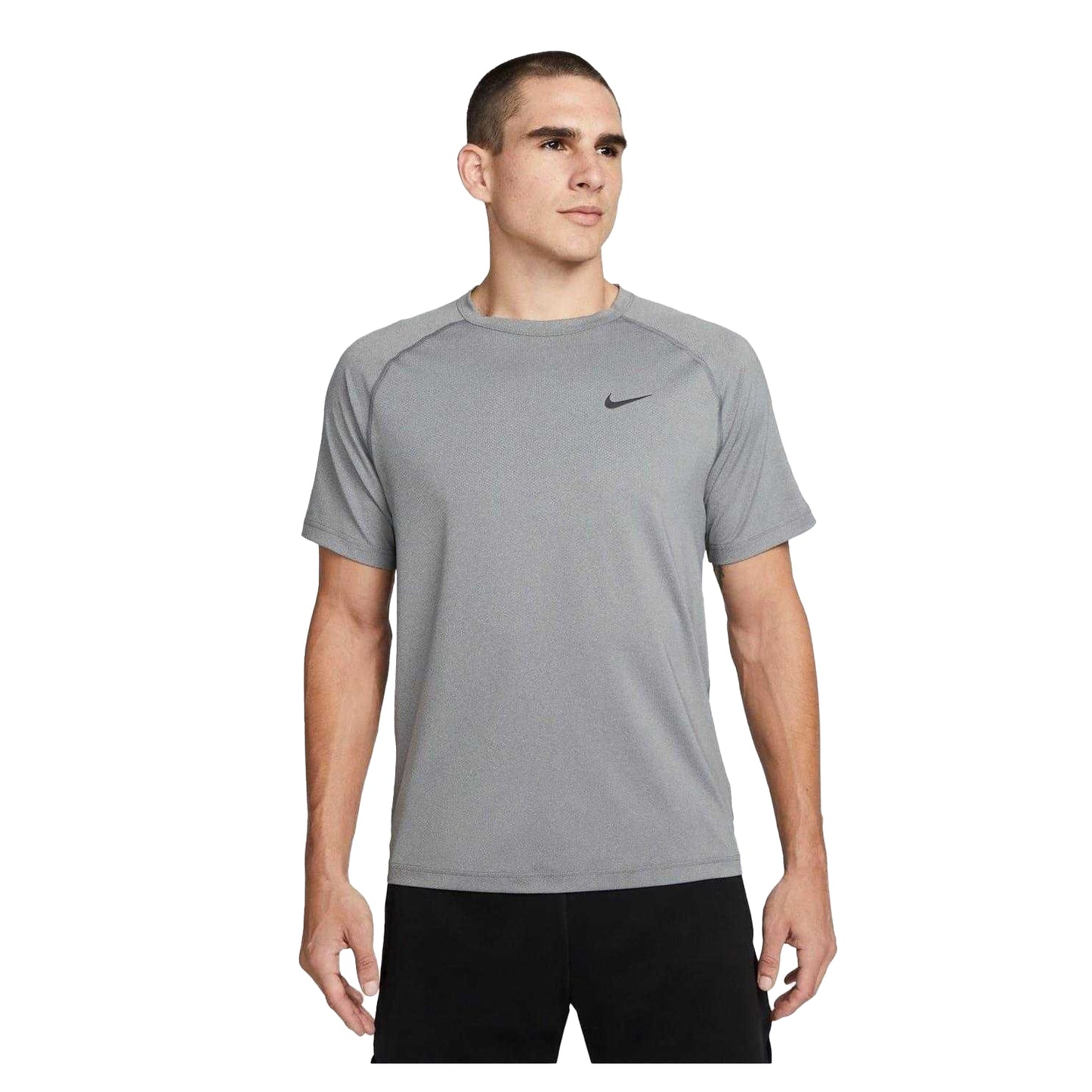 Grey-Black - Front - Nike Mens Dri-FIT Short-Sleeved Fitness T-Shirt