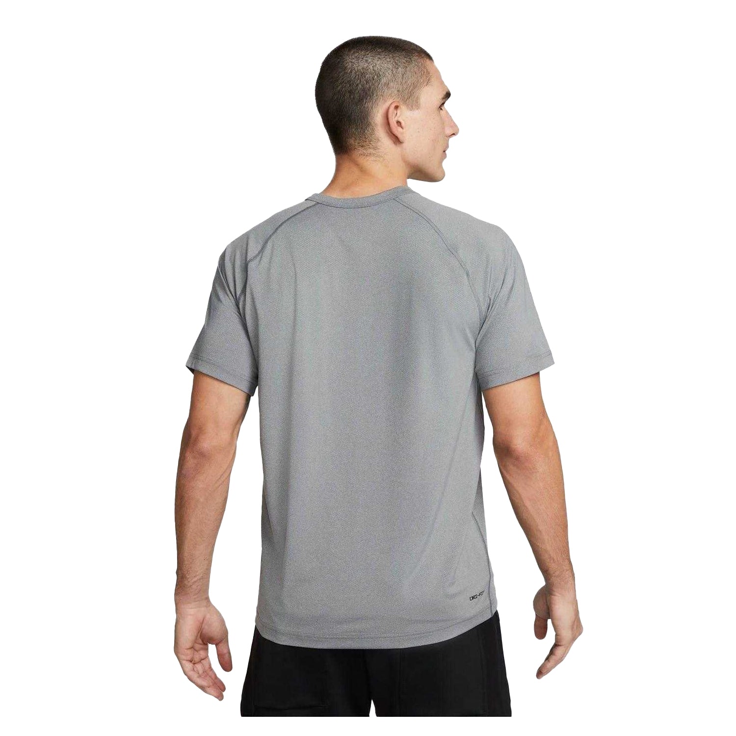 Grey-Black - Back - Nike Mens Dri-FIT Short-Sleeved Fitness T-Shirt