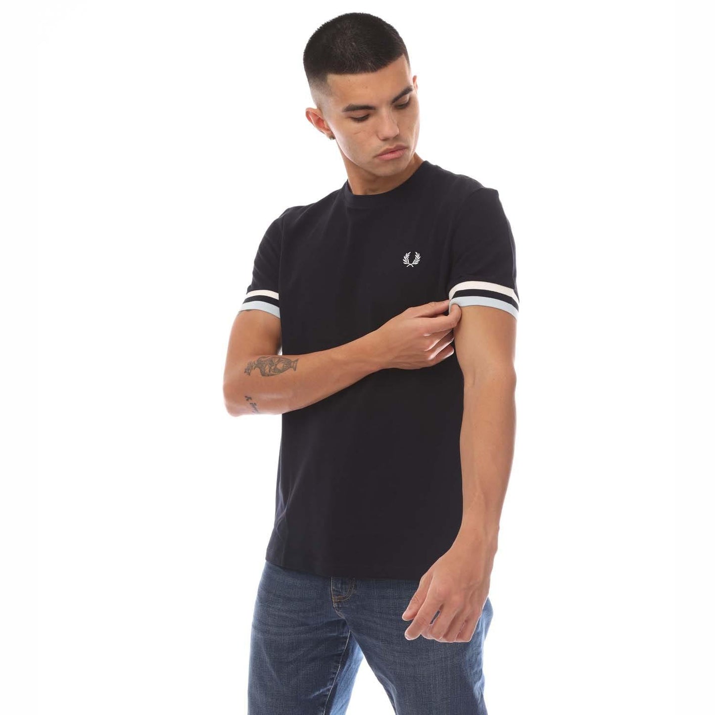 Navy - Front - Fred Perry Mens Bold Pique Tipped T-Shirt