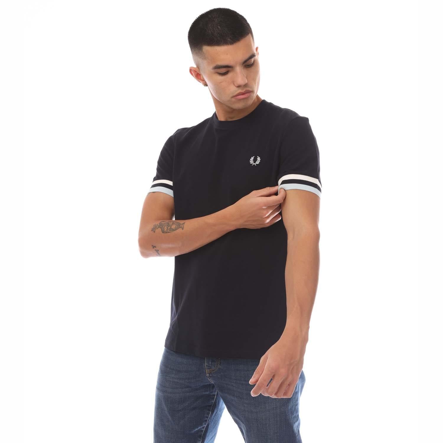 Navy - Front - Fred Perry Mens Bold Pique Tipped T-Shirt
