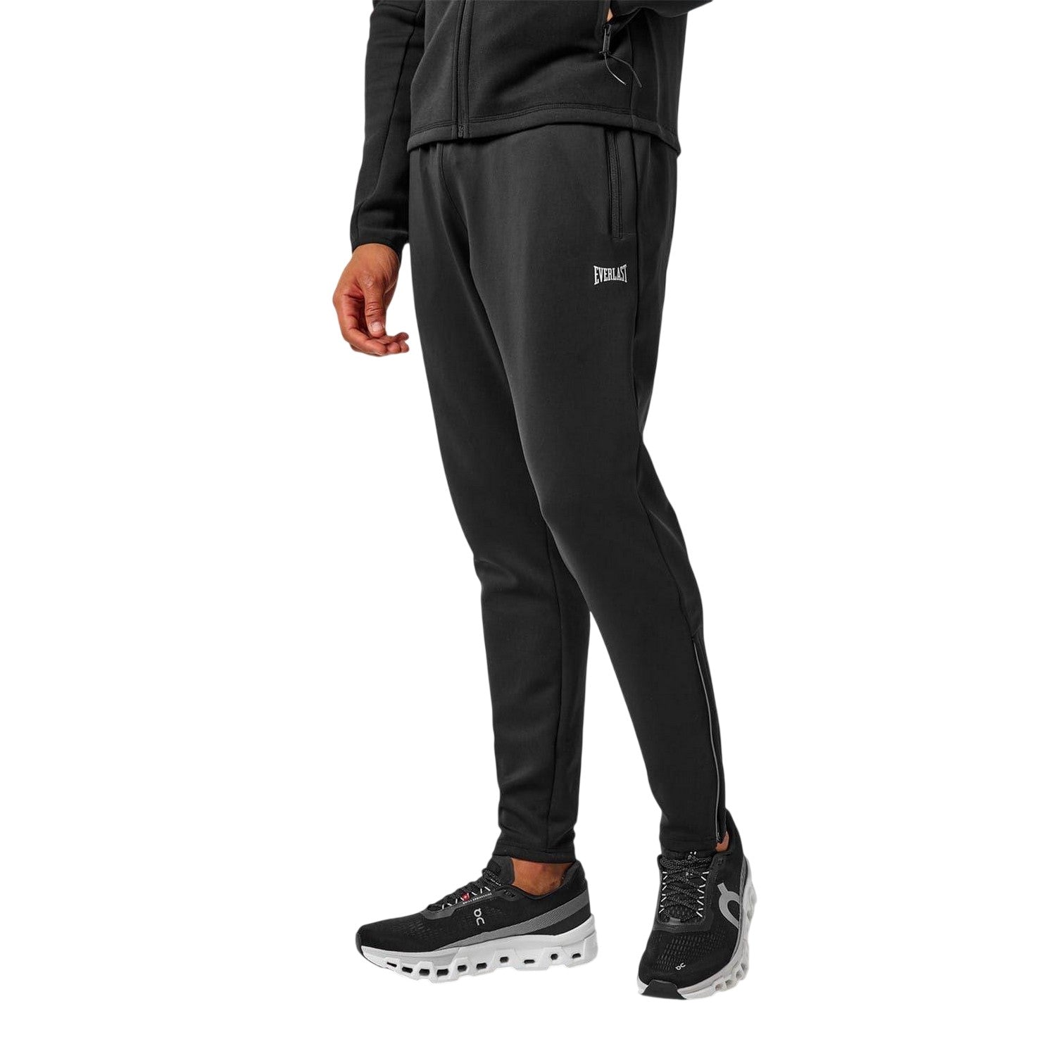 Black - Side - Everlast Mens Essential Tracksuit Bottoms
