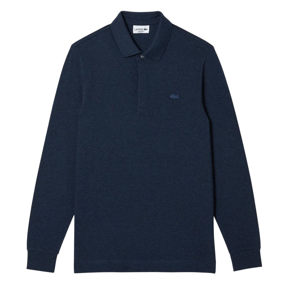 Navy - Front - Lacoste Mens Smart Paris Cotton Long-Sleeved Polo Shirt