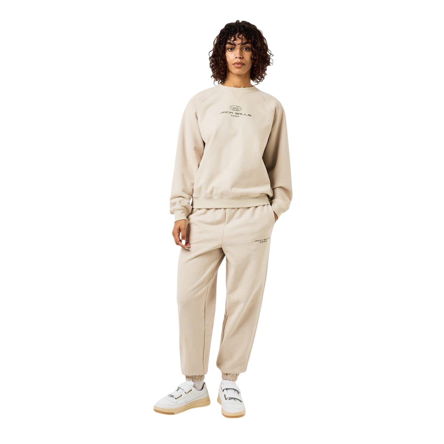 Stone - Pack Shot - Jack Wills Womens-Ladies Cotton Oversized Joggers