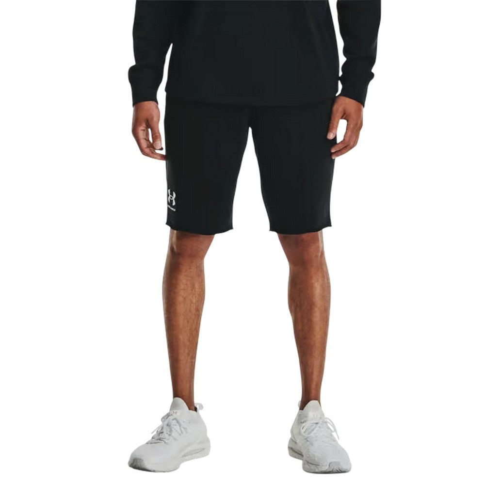 Black - Side - Under Armour Mens Rival French Terry Shorts