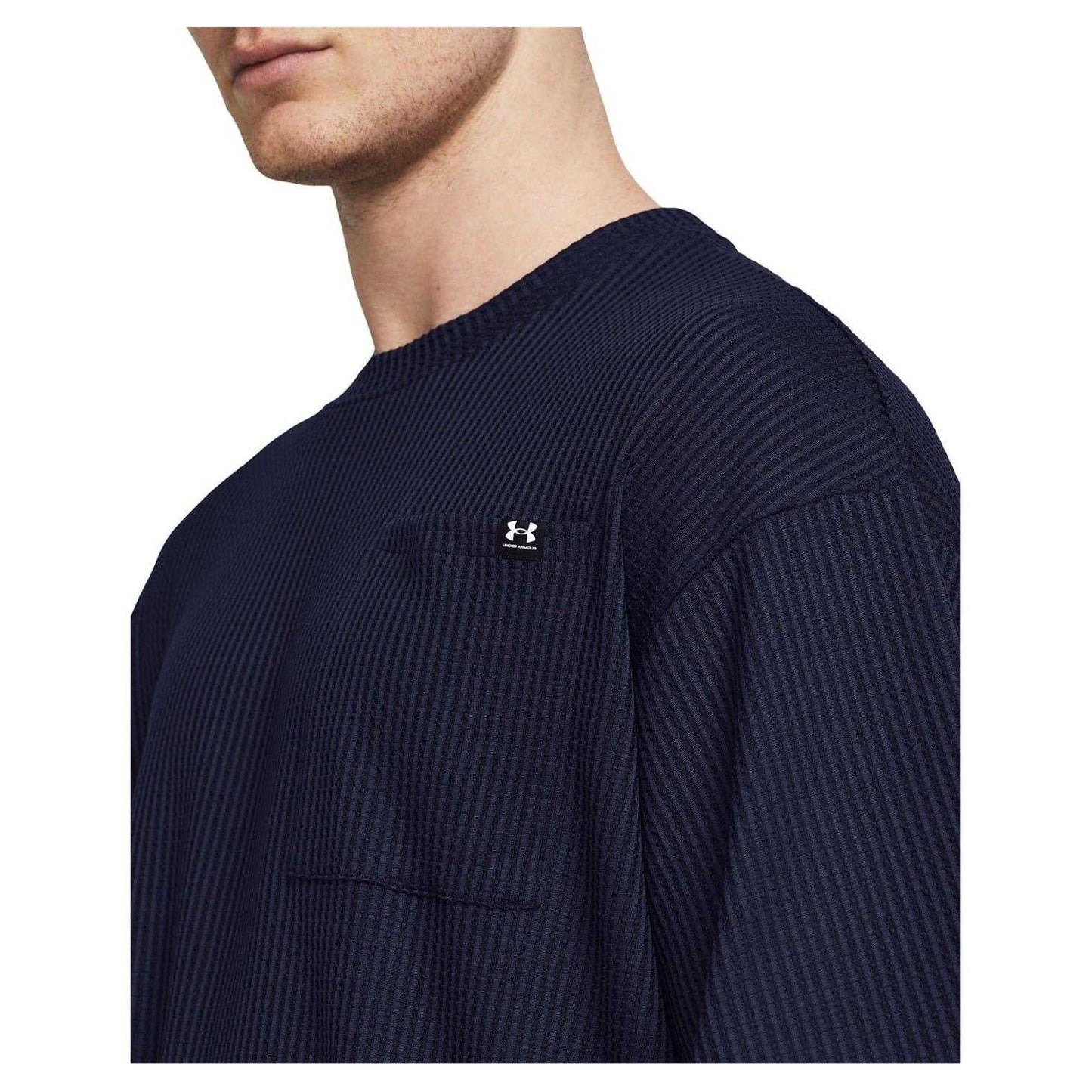 Blue - Side - Under Armour Mens Rival Waffle T-Shirt