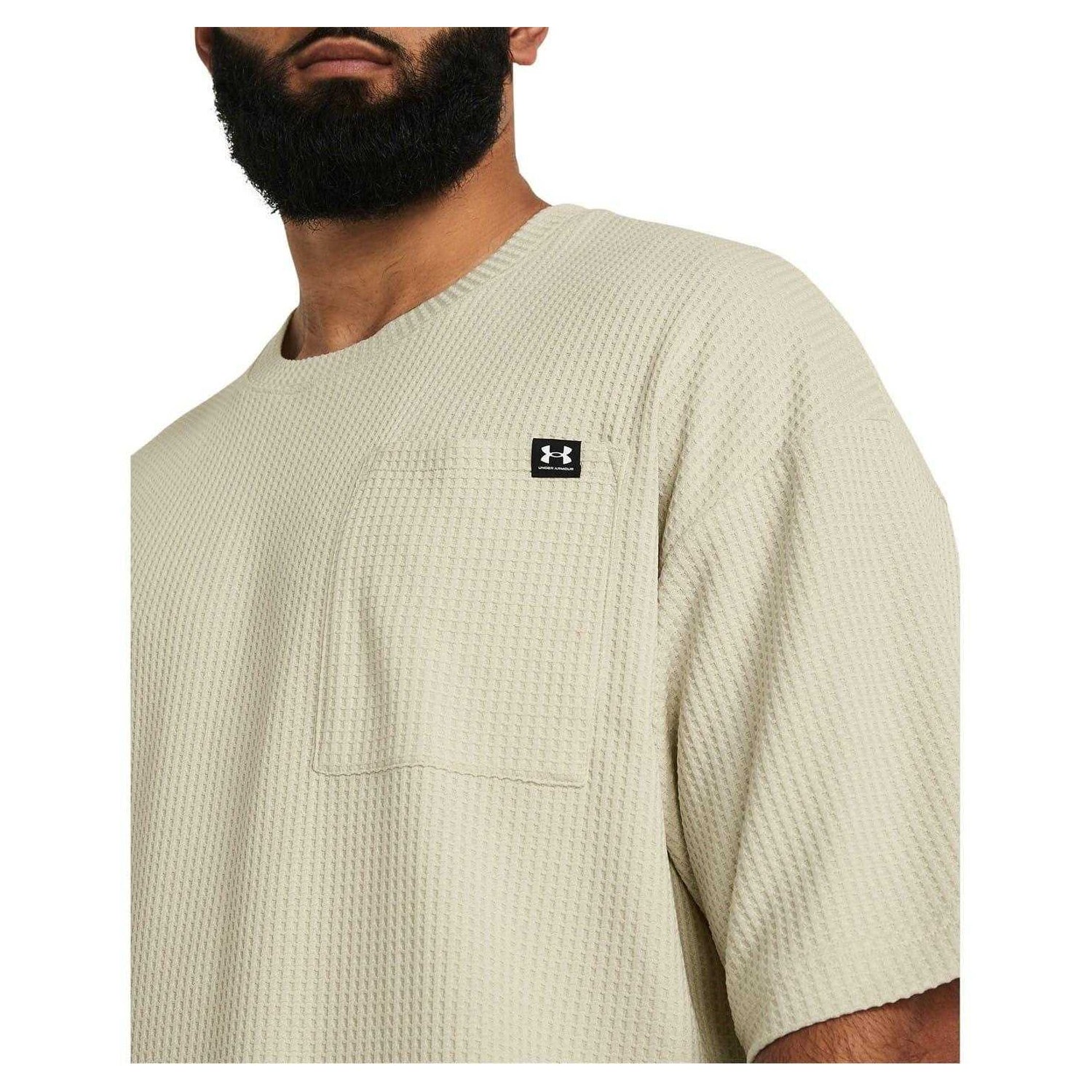 White - Side - Under Armour Mens Rival Waffle T-Shirt