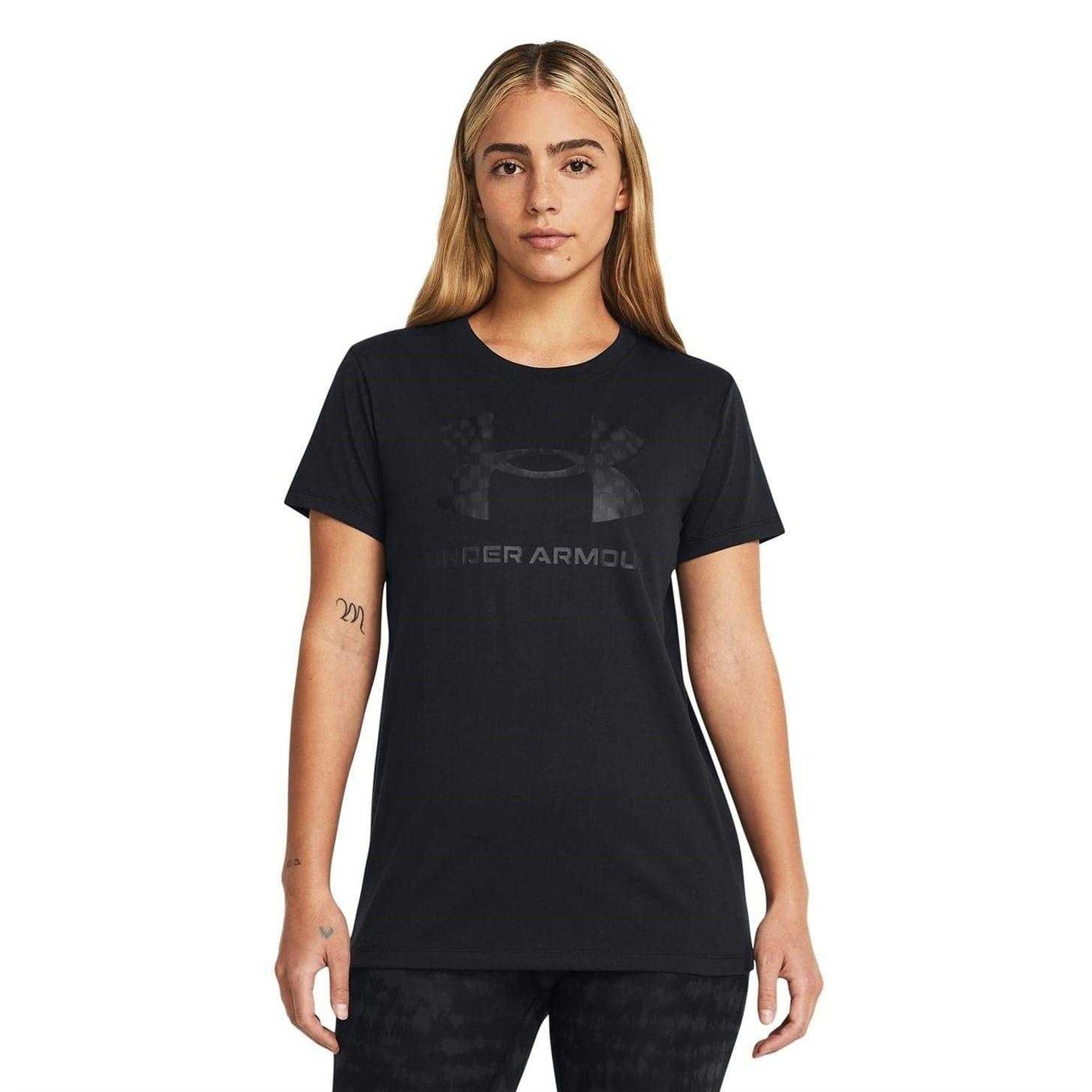 Black - Side - Under Armour Womens-Ladies Sportstyle Graphic Short-Sleeved T-Shirt