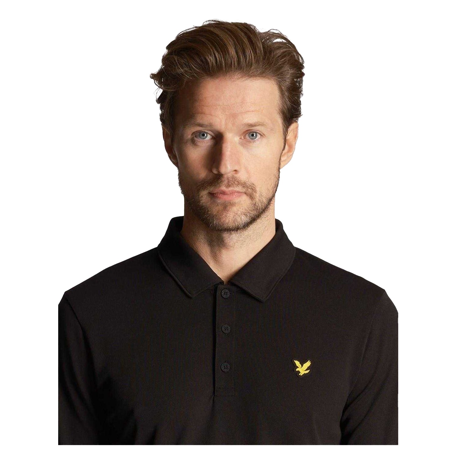 Jet Black - Side - Lyle & Scott Mens Regular Long-Sleeved Polo Shirt