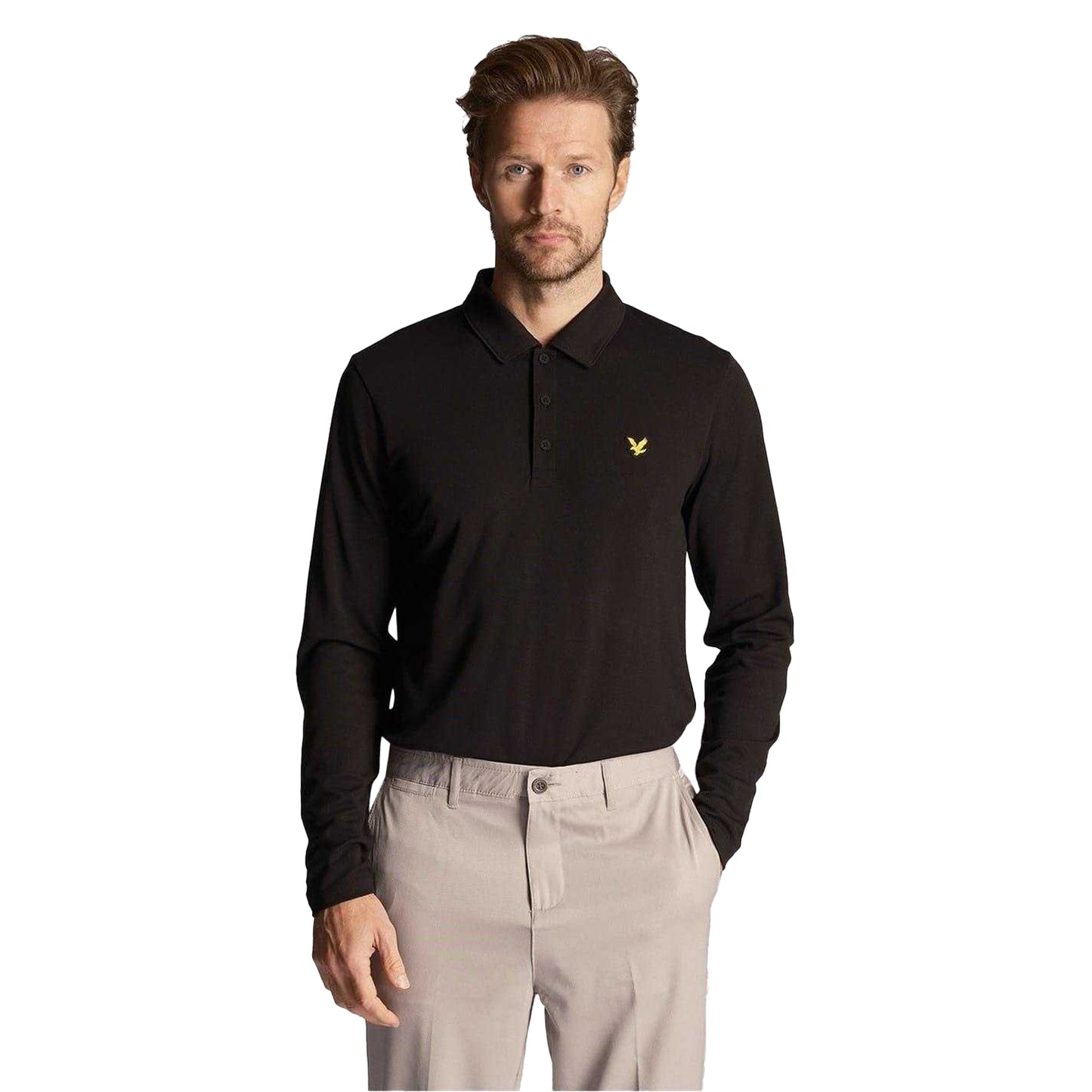 Jet Black - Lifestyle - Lyle & Scott Mens Regular Long-Sleeved Polo Shirt