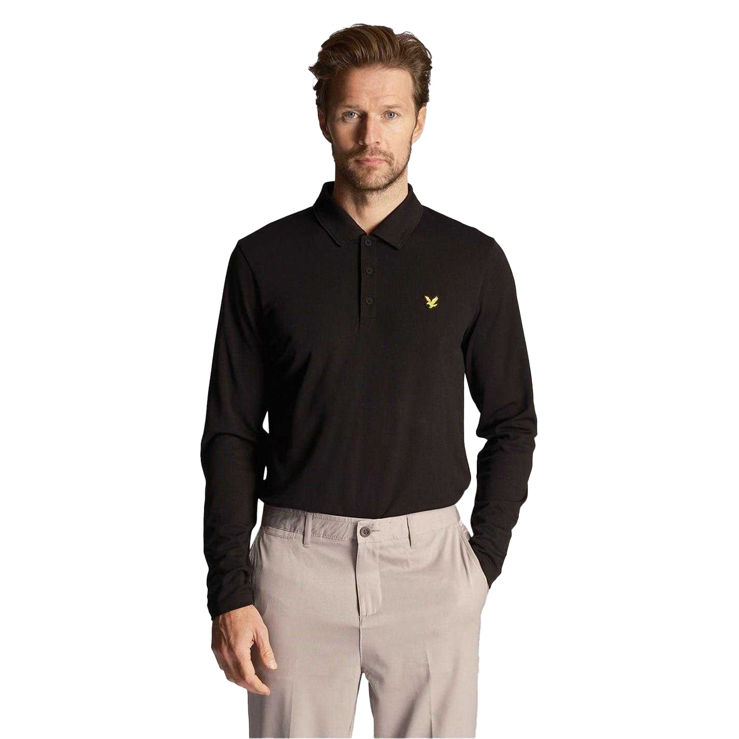 Jet Black - Lifestyle - Lyle & Scott Mens Regular Long-Sleeved Polo Shirt