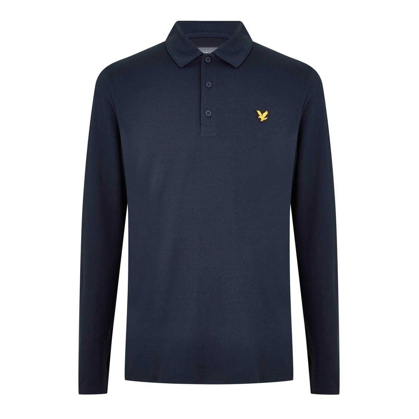 Dark Navy - Front - Lyle & Scott Mens Regular Long-Sleeved Polo Shirt