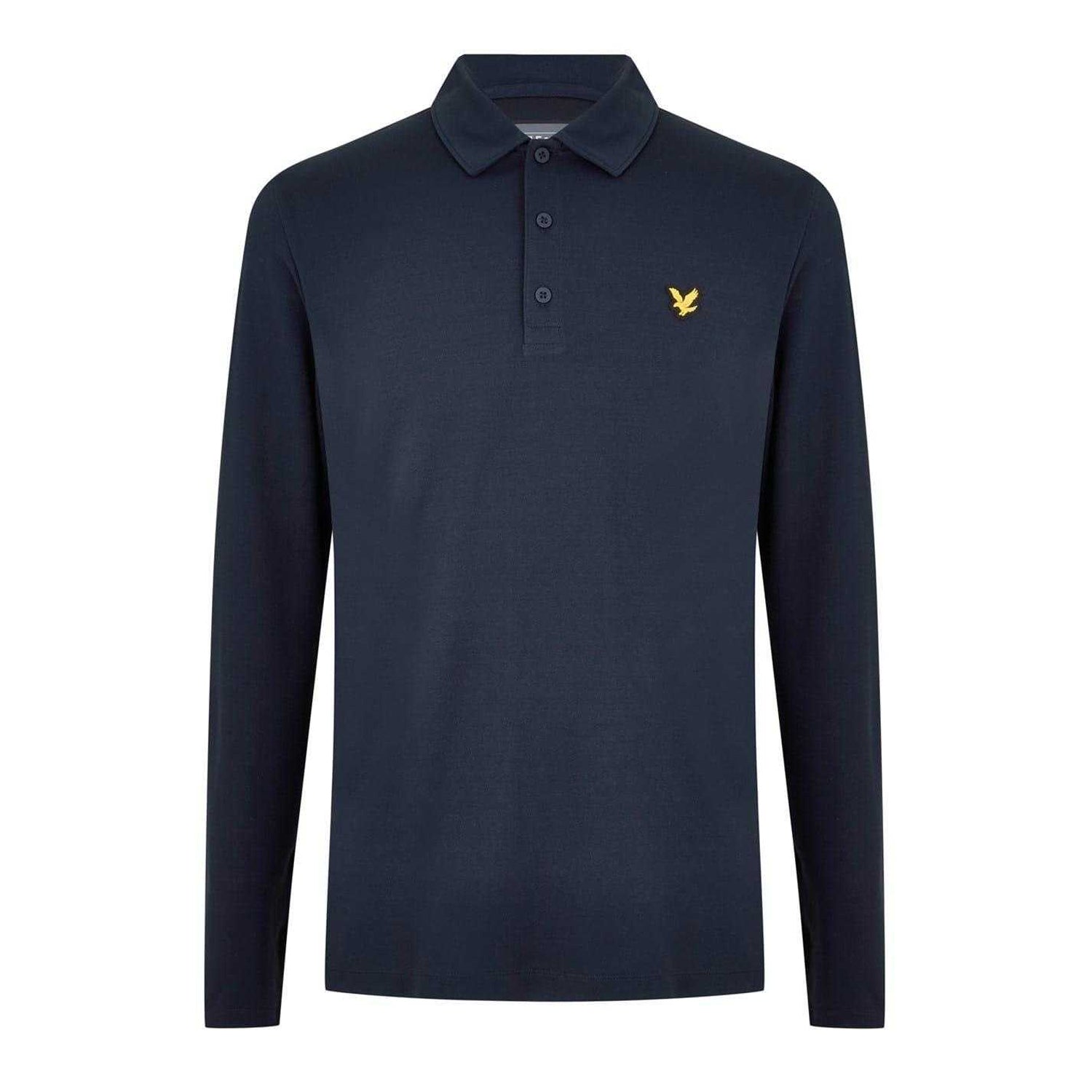 Dark Navy - Front - Lyle & Scott Mens Regular Long-Sleeved Polo Shirt