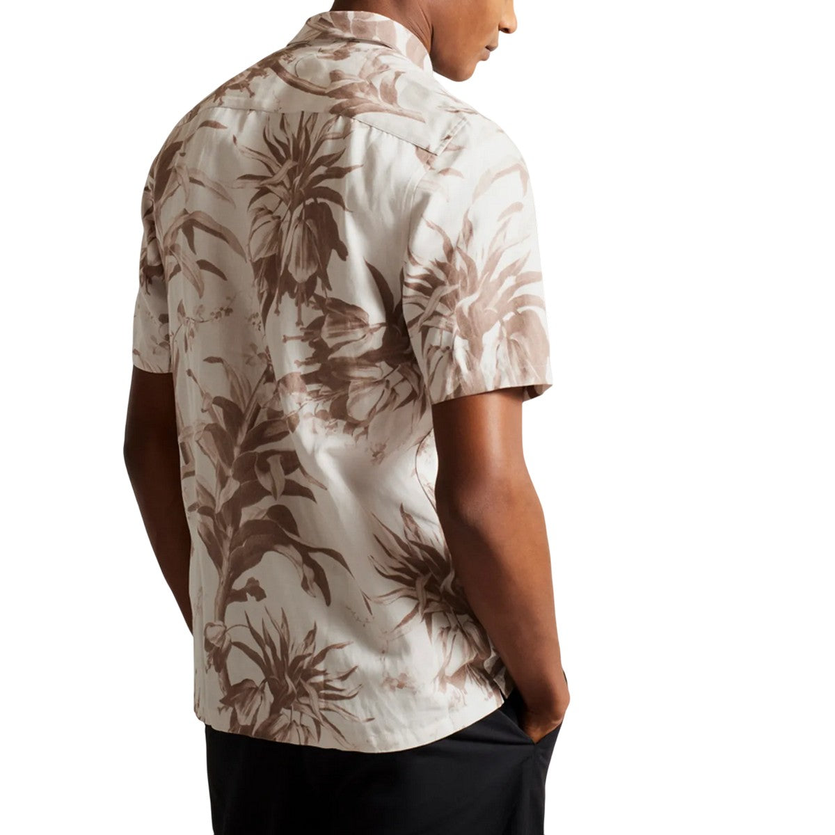 Natural - Back - Ted Baker Unisex Adult Belmar Linen Blend Short-Sleeved Shirt