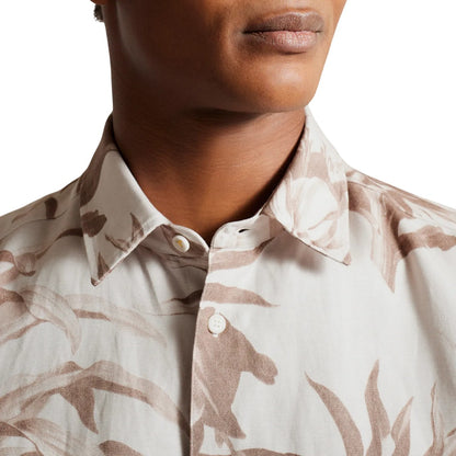Natural - Side - Ted Baker Unisex Adult Belmar Linen Blend Short-Sleeved Shirt