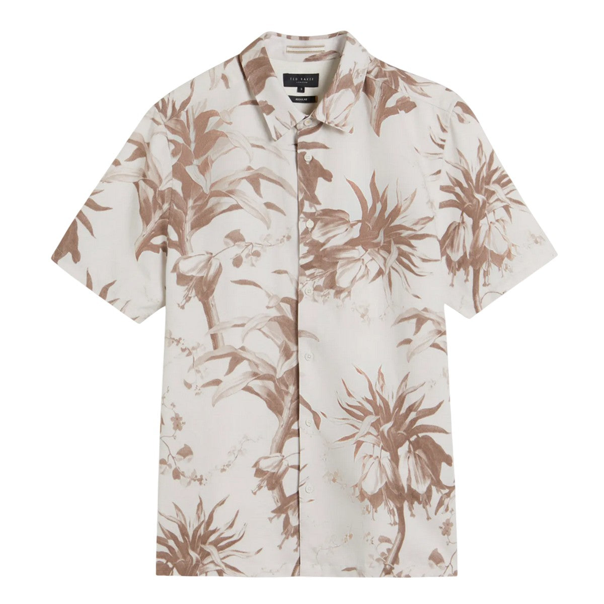 Natural - Front - Ted Baker Unisex Adult Belmar Linen Blend Short-Sleeved Shirt