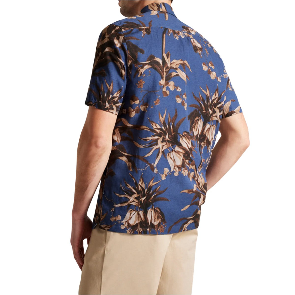 Navy - Back - Ted Baker Unisex Adult Belmar Linen Blend Short-Sleeved Shirt