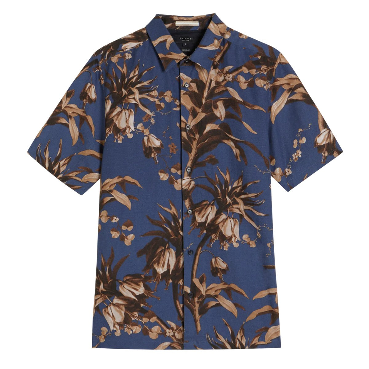 Navy - Front - Ted Baker Unisex Adult Belmar Linen Blend Short-Sleeved Shirt