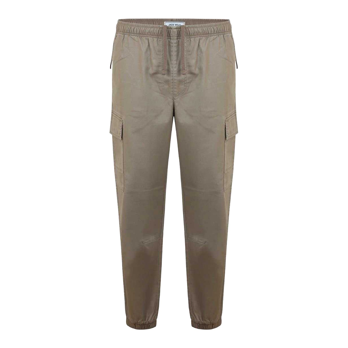 Fawn - Front - Jack Wills Mens Elasticated Cuff Cargo Trousers