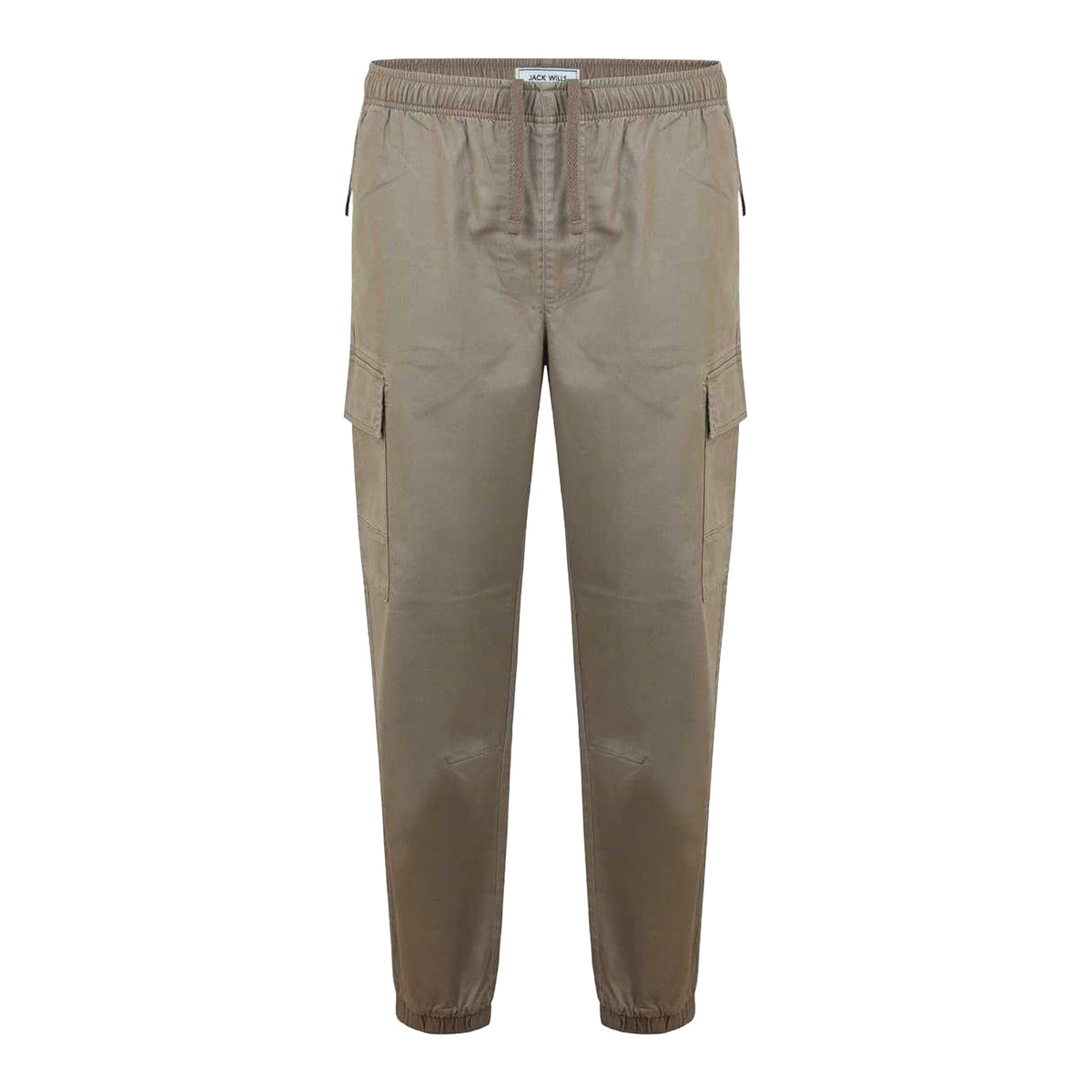 Fawn - Front - Jack Wills Mens Elasticated Cuff Cargo Trousers