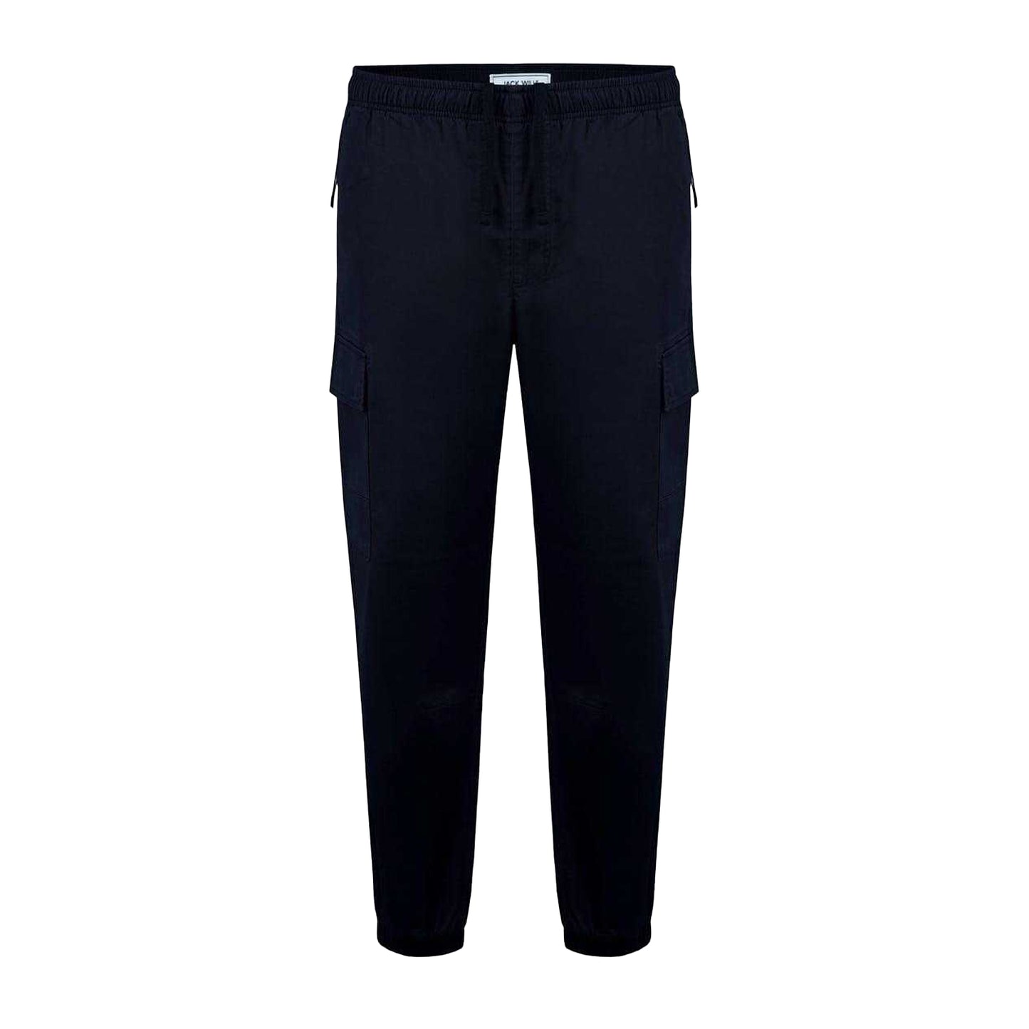 Black - Front - Jack Wills Mens Elasticated Cuff Cargo Trousers