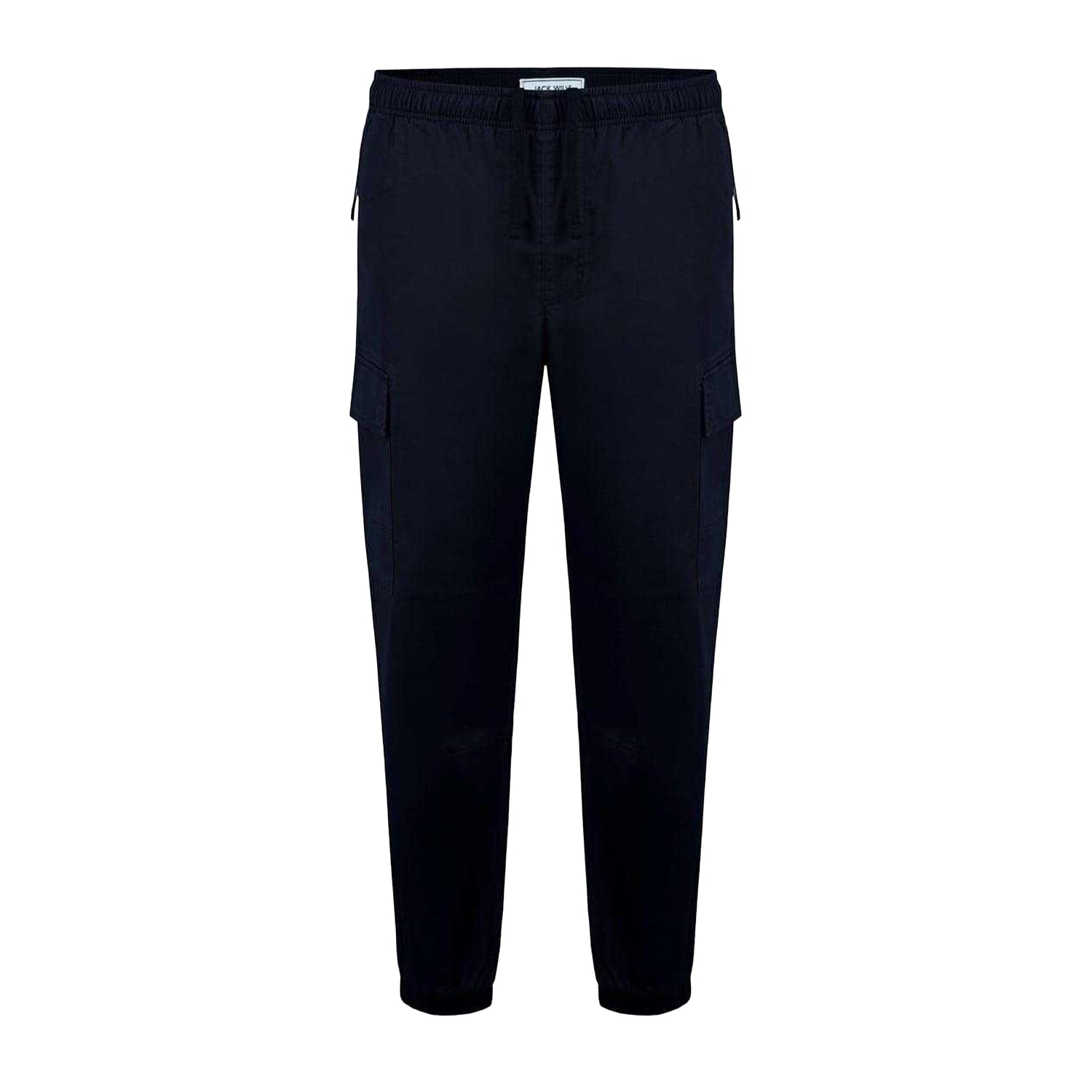 Black - Front - Jack Wills Mens Elasticated Cuff Cargo Trousers