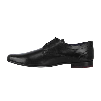 Black - Side - Firetrap Mens Leather Derby Shoes