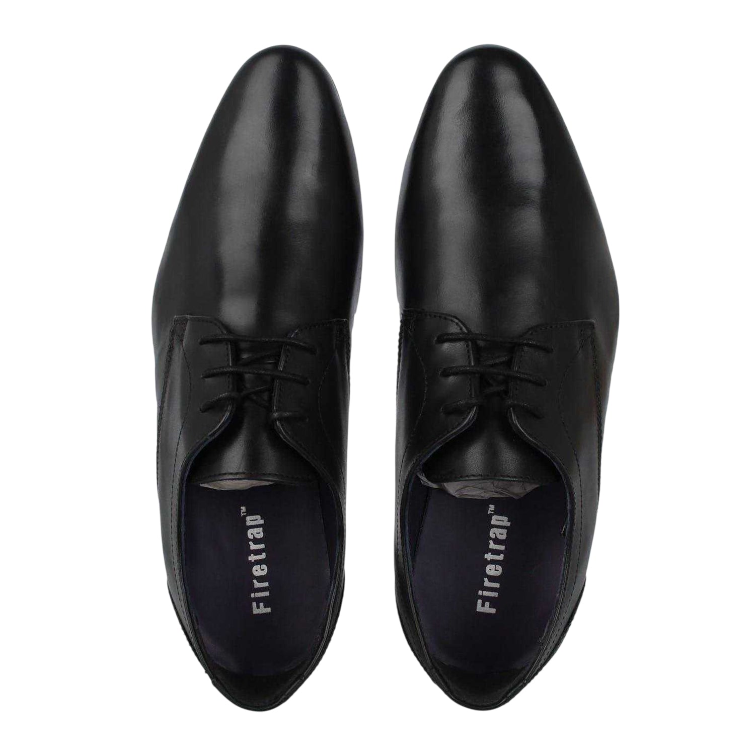 Black - Pack Shot - Firetrap Mens Leather Derby Shoes