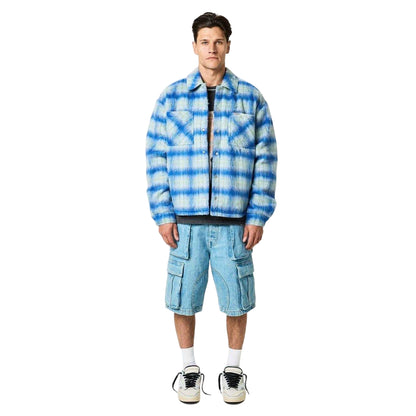 Electric Blue - Lifestyle - Represent Mens Textured Polyester Overshirt