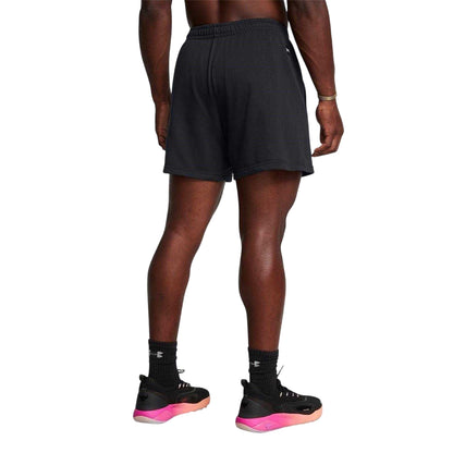 Black - Back - Under Armour Mens Project Rock Terrycloth Shorts
