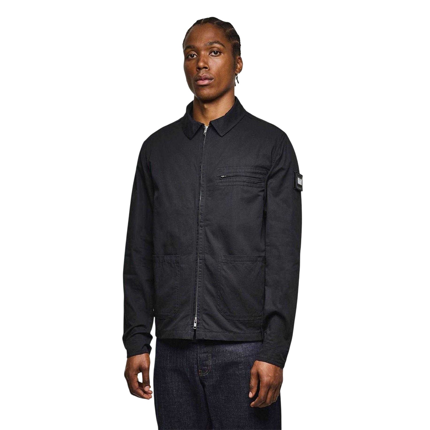 Black - Side - Weekend Offender Mens Cotton Overshirt
