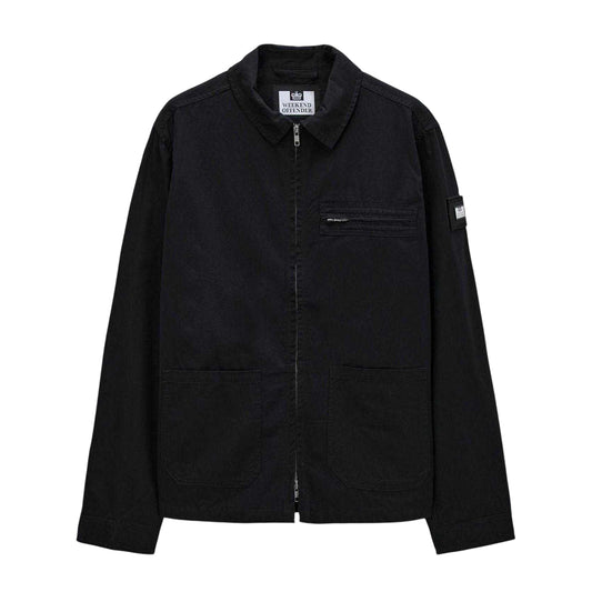 Black - Front - Weekend Offender Mens Cotton Overshirt