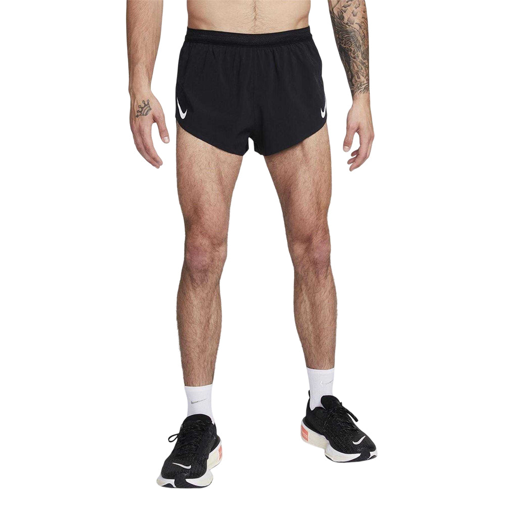 Black-White - Side - Nike Mens Aero 2 in 1 Running Shorts